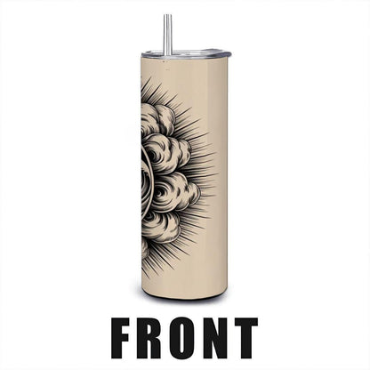 Yin Yang Wave Tumbler: 20oz Insulated Stainless Steel Zen Mug with Straw