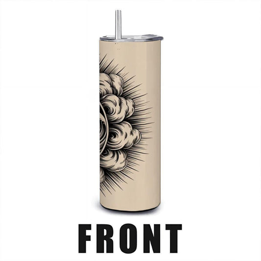 Yin Yang Wave Tumbler: 20oz Insulated Stainless Steel Zen Mug with Straw