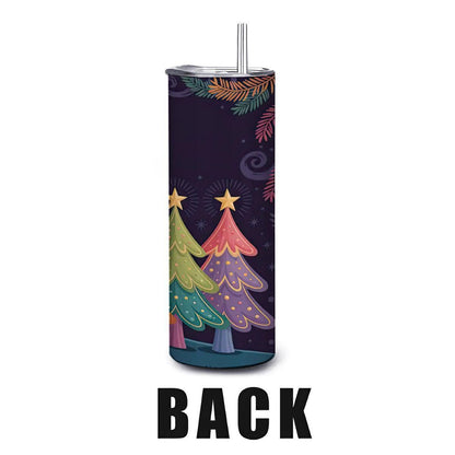 Christmas Tree Tumbler: 20oz Stainless Steel Insulated Mug with Straw