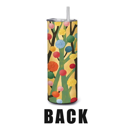 ColorFlow | Abstract Colorful Tree Tumbler | 20oz Stainless Steel | Modern Art Insulated Mug | Whimsical Nature Cup with Straw