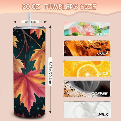 Autumn Maple Leaf Tumbler: 20oz Insulated Stainless Steel Mug