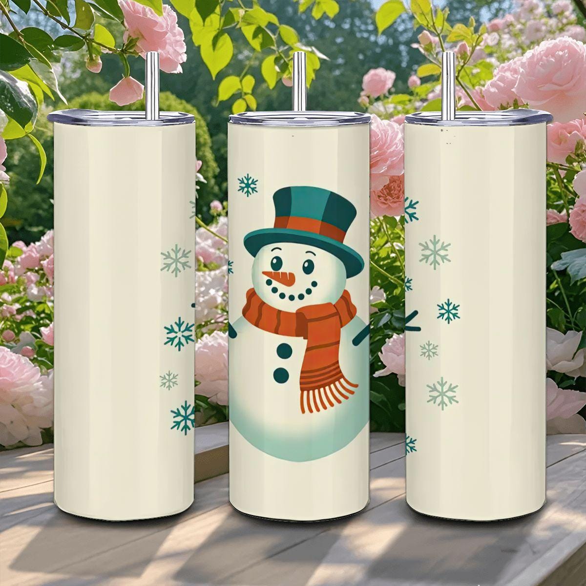 Snowman Winter Tumbler: 20oz Stainless Steel Insulated Christmas Mug