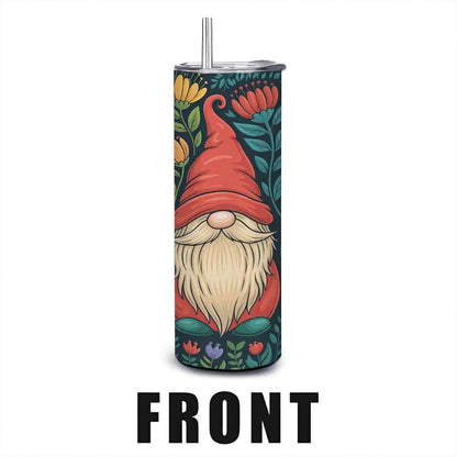 Whimsical Gnome Tumbler: Floral Garden 20oz Insulated Stainless Steel Mug