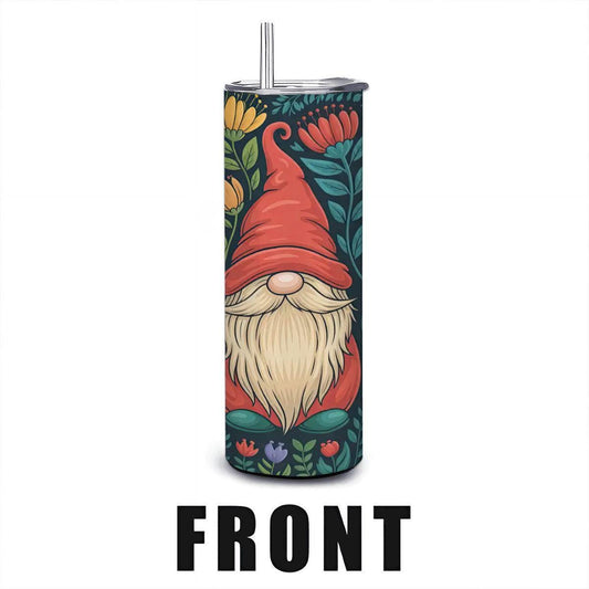 Whimsical Gnome Tumbler: Floral Garden 20oz Insulated Stainless Steel Mug