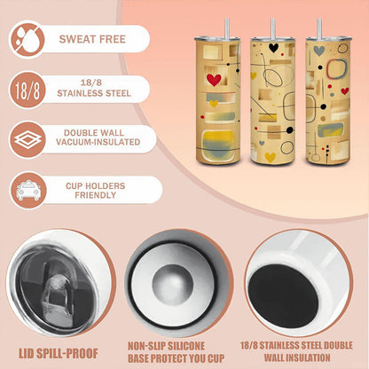 Abstract Geometric Heart Tumbler: 20oz Insulated Stainless Steel Mug