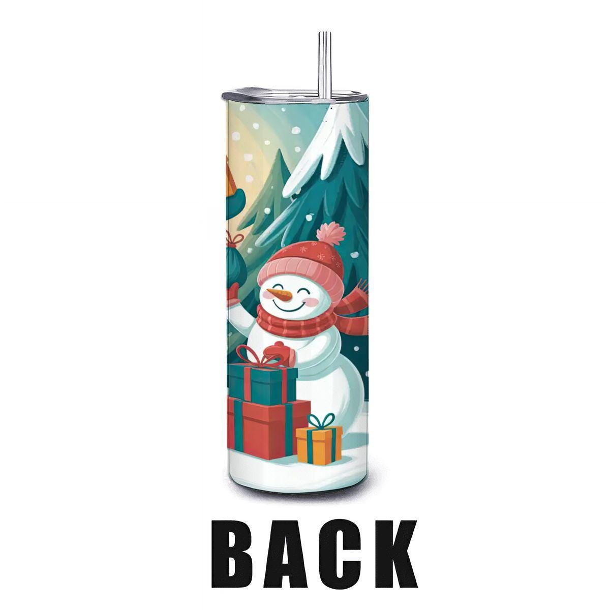 Festive Snowman Family Tumbler: 20oz Insulated Stainless Steel Christmas Mug