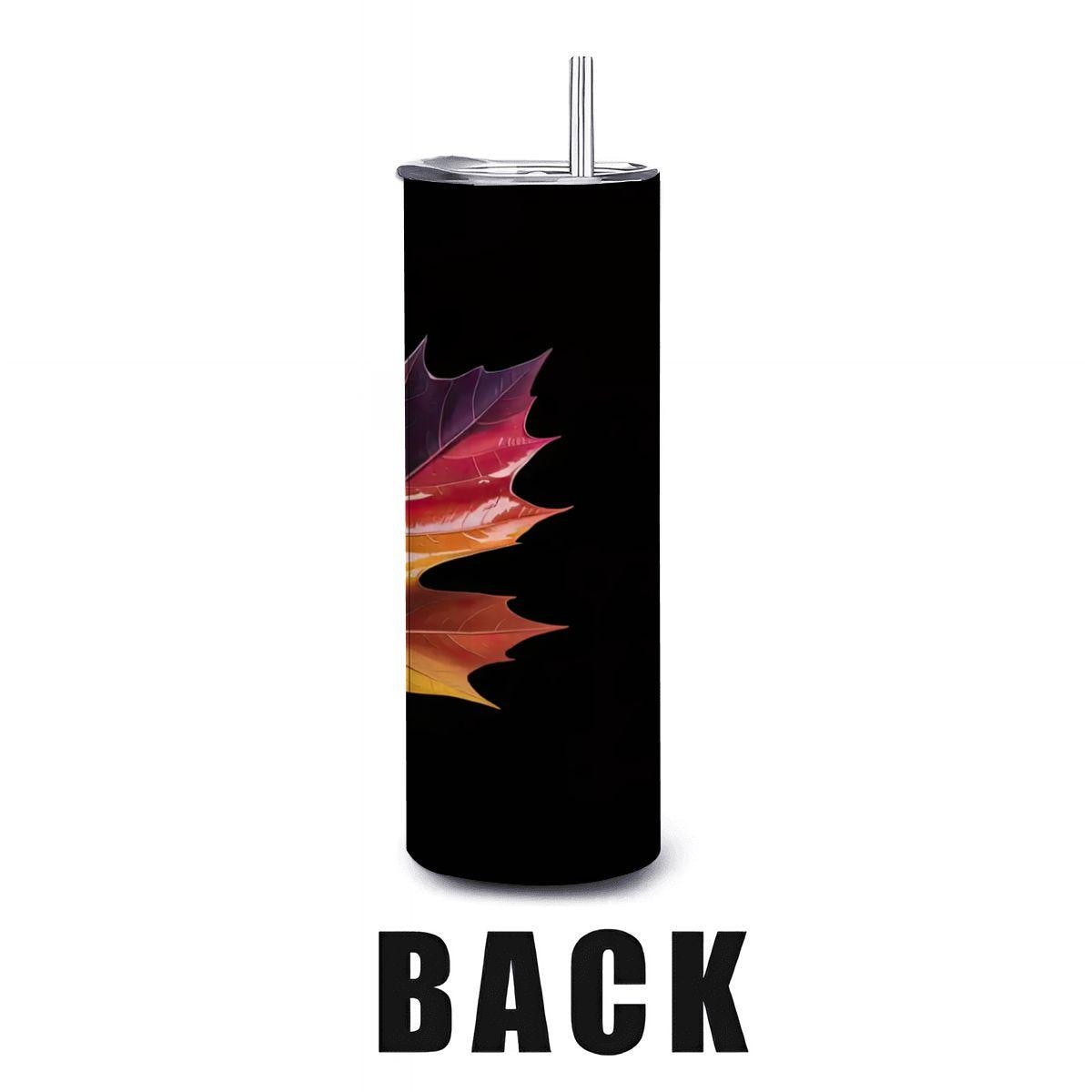 Rainbow Maple Leaf Tumbler: 20oz Stainless Steel Insulated Mug with Straw