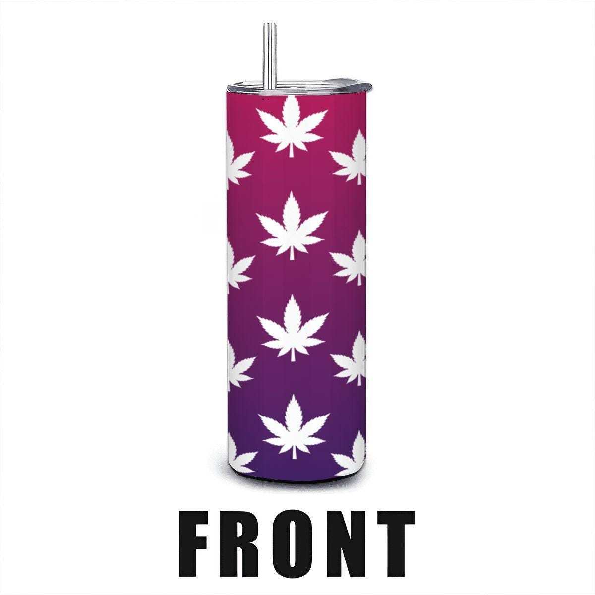 ColorFlow | Magenta Dream Leaf Tumbler 20oz | Purple Gradient Cannabis Steel Cup | Weed Gift for Stoner Women
