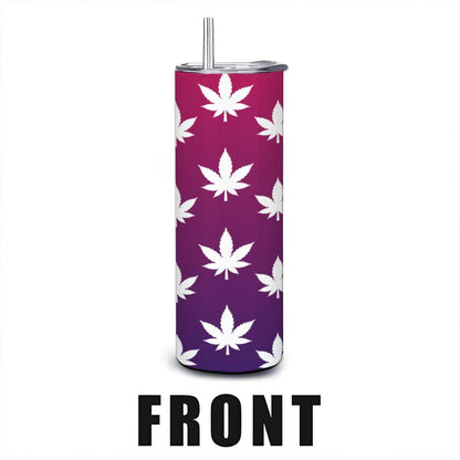 ColorFlow | Magenta Dream Leaf Tumbler 20oz | Purple Gradient Cannabis Steel Cup | Weed Gift for Stoner Women