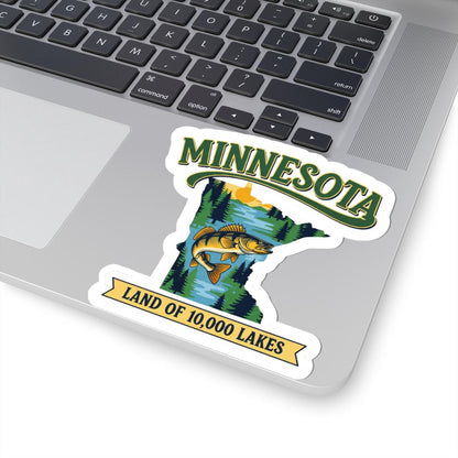 ColorFlow | Minnesota Vinyl Sticker | Land of 10000 Lakes Decal | Waterproof Durable | Made in USA | Fishing Art | Laptop Water Bottle