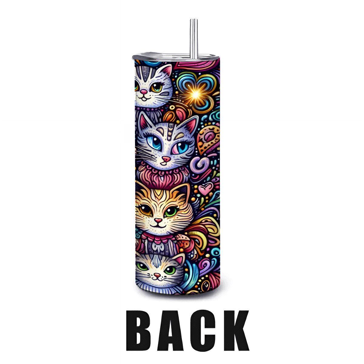 ColorFlow | Crazy Cat Lady Cat Tumbler | 20oz Stainless Steel Tumbler with Straw | Gift for Cat Lovers | Cat Mom Cup | Coffee Travel Mug