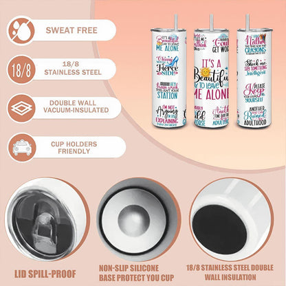 Sarcastic Quote Collage Tumbler: Funny Stainless Steel 20oz Cup
