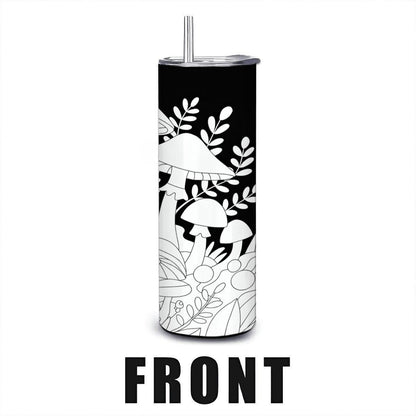 ColorFlow | Whimsical Mushroom 20oz Stainless Steel Tumbler with Straw | Boho Forest Art Mug | Fungi Nature Reusable Cup
