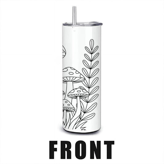 ColorFlow | Enchanted Mushroom Girl Tumbler | 20oz Stainless Steel Whimsical Mug with Straw | Fairy Forest Art Travel Cup