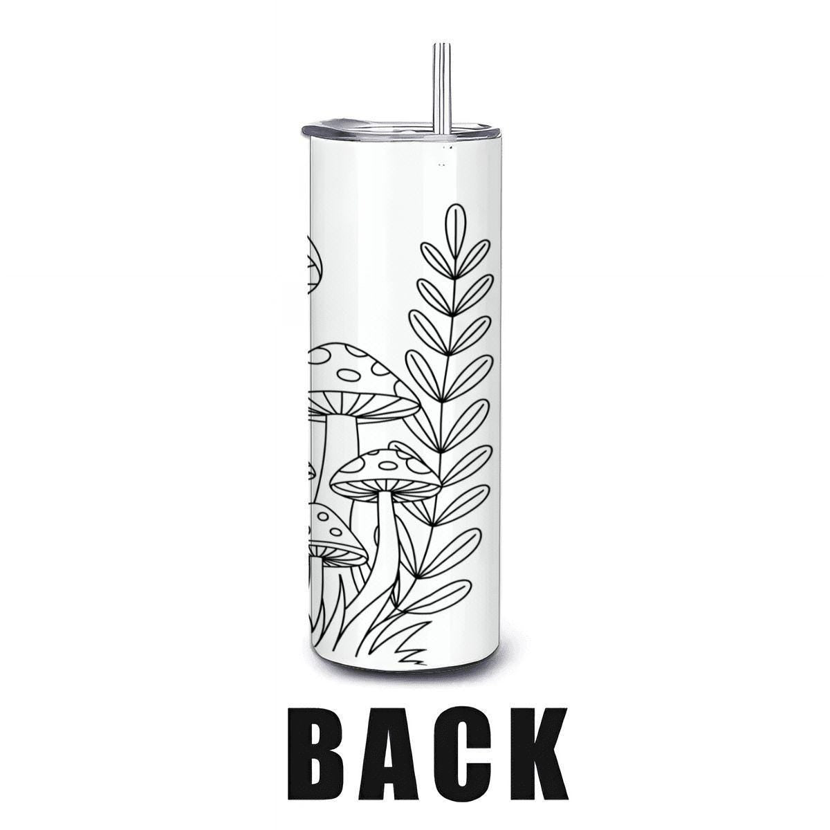ColorFlow | Enchanted Mushroom Girl Tumbler | 20oz Stainless Steel Whimsical Mug with Straw | Fairy Forest Art Travel Cup