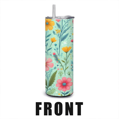 Wildflower 20oz Tumbler with Straw: Stainless Steel Insulated Cup