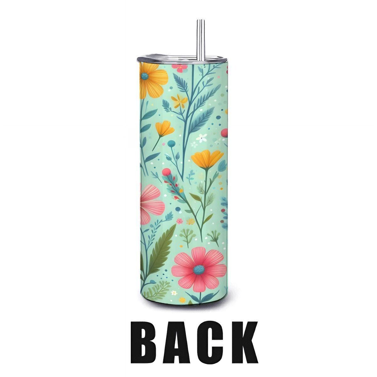 Wildflower 20oz Tumbler with Straw: Stainless Steel Insulated Cup