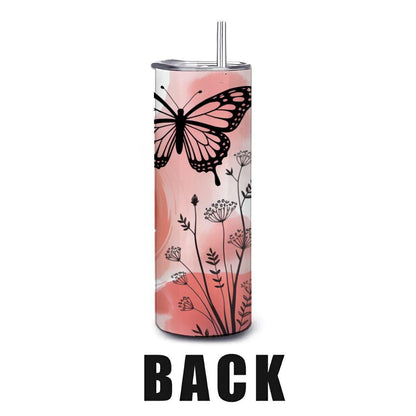 Watercolor Butterfly Tumbler: Stainless Steel 20oz Floral Cup, Inspirational Gift