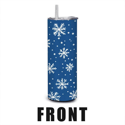 Blue Snowflake Stainless Steel Tumbler - 20oz Insulated Winter Mug