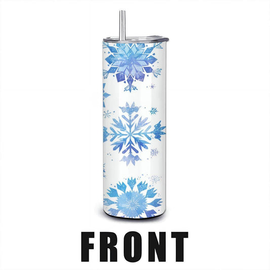 Icy Blue Snowflake Tumbler: 20oz Stainless Steel Insulated Winter Cup