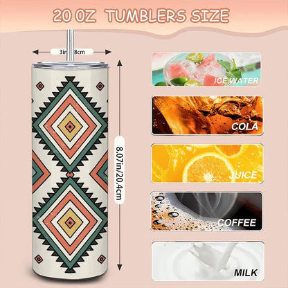 Tribal Geometric Tumbler: Southwestern Stainless Steel Insulated Cup