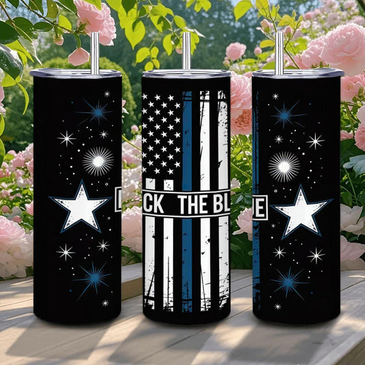 Back the Blue Stars Tumbler: Patriotic Police Support Stainless Steel Insulated Mug