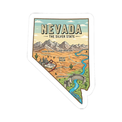Nevada Vinyl Sticker: Silver State Topography Art - Waterproof Decal