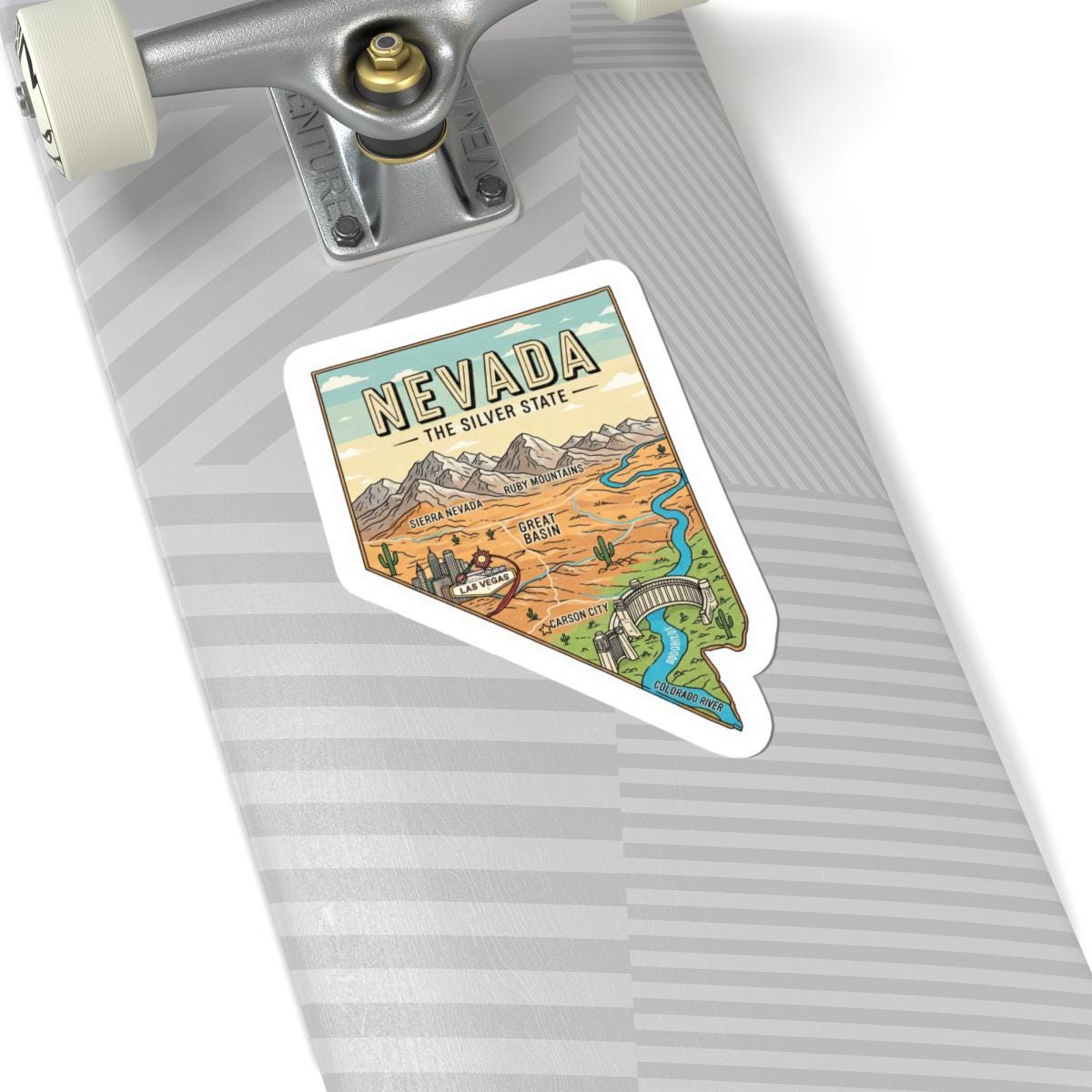 Nevada Vinyl Sticker: Silver State Topography Art - Waterproof Decal
