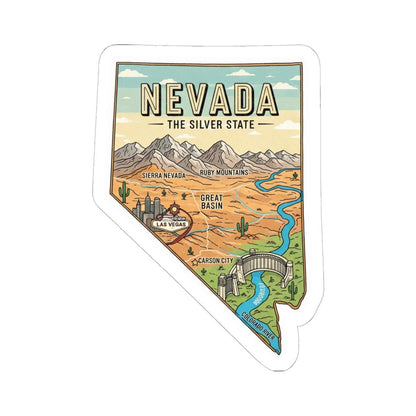 Nevada Vinyl Sticker: Silver State Topography Art - Waterproof Decal