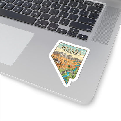 Nevada Vinyl Sticker: Silver State Topography Art - Waterproof Decal