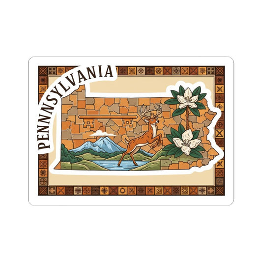 ColorFlow | Pennsylvania Vinyl Sticker Pack | State Art Deer Mountain Laurel | Waterproof Glossy Matte Holographic