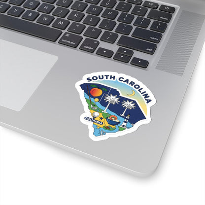 ColorFlow | South Carolina Vinyl Sticker Pack | Palmetto State Art Peaches Palms Golf | Waterproof Glossy Matte Holographic
