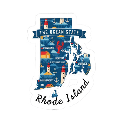ColorFlow | Rhode Island Vinyl Sticker Pack | The Ocean State Art Lighthouses Lobster | Waterproof Glossy Matte Holographic