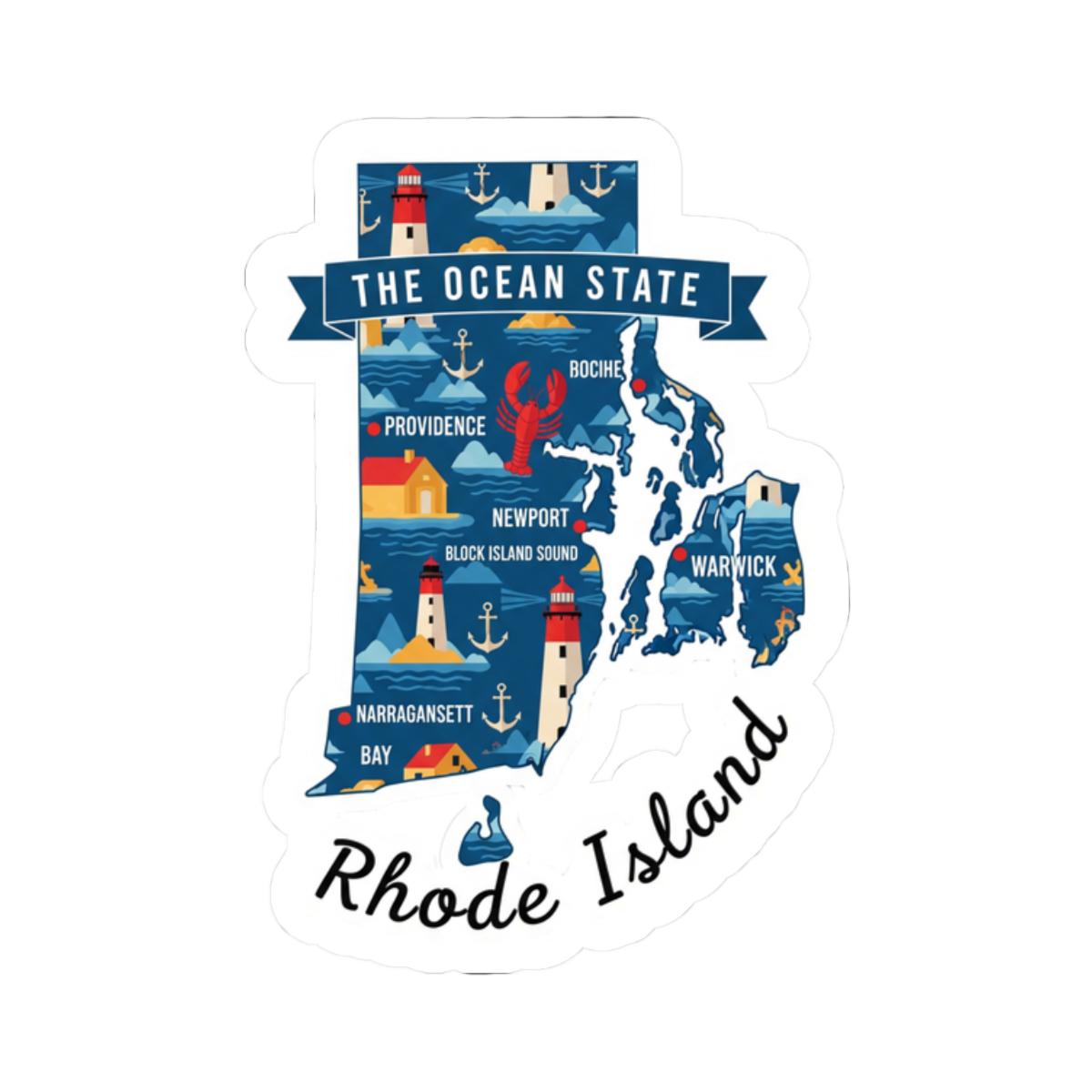 ColorFlow | Rhode Island Vinyl Sticker Pack | The Ocean State Art Lighthouses Lobster | Waterproof Glossy Matte Holographic