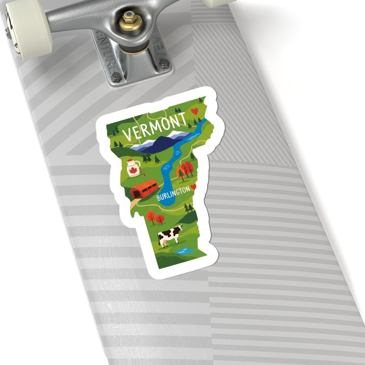 ColorFlow | Vermont Vinyl Sticker Pack | Maple Syrup Cow Covered Bridge Art | Waterproof Glossy Matte Holographic