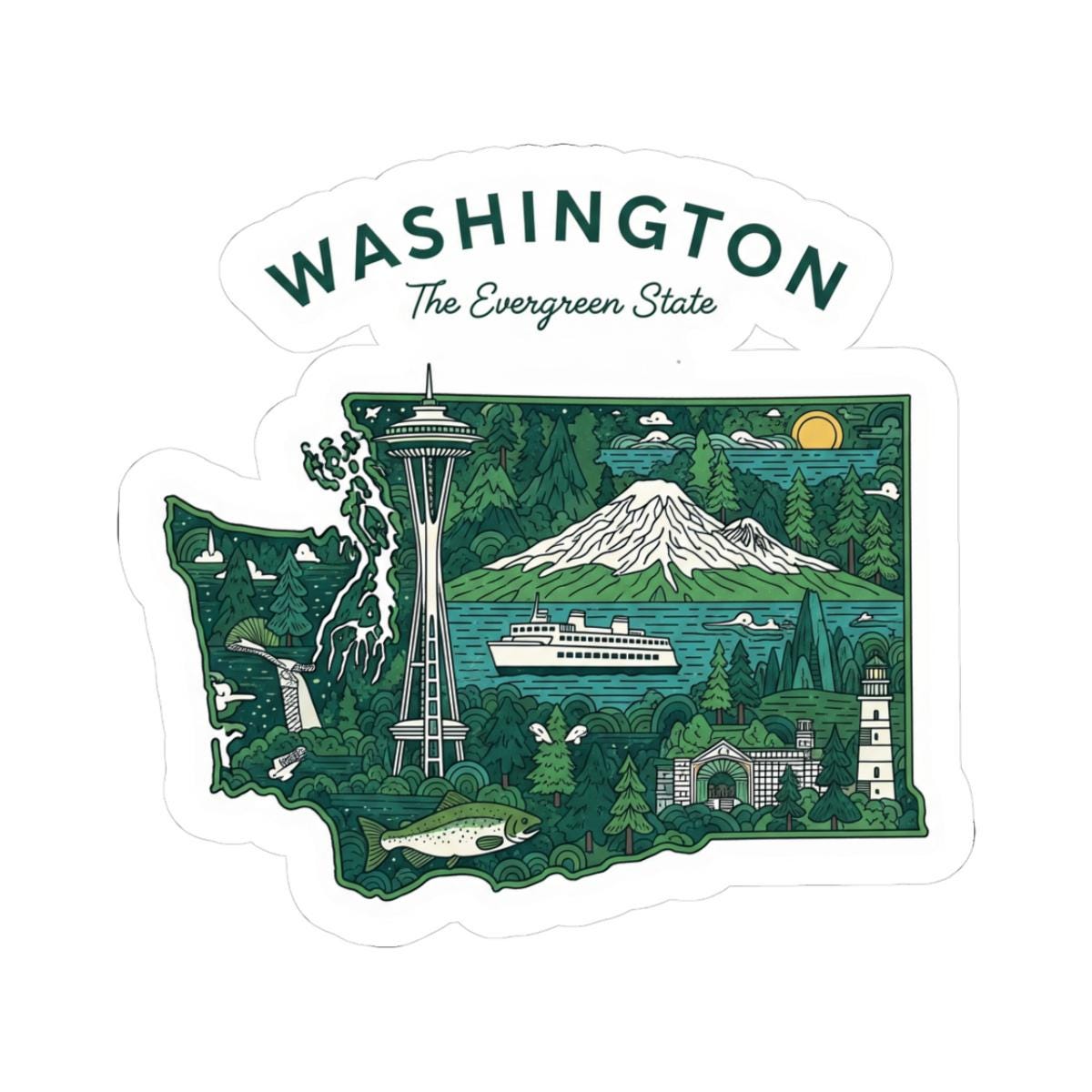 ColorFlow | Washington Vinyl Sticker Pack | Evergreen State Space Needle Mt Rainier | Waterproof Glossy Matte Holographic