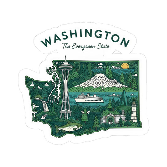 ColorFlow | Washington Vinyl Sticker Pack | Evergreen State Space Needle Mt Rainier | Waterproof Glossy Matte Holographic