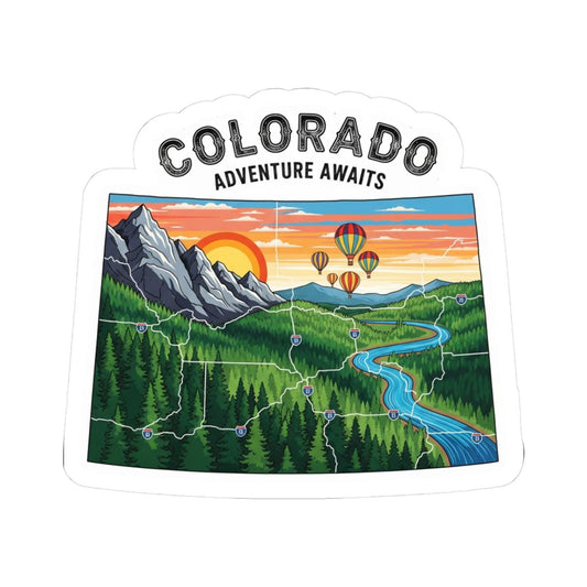 ColorFlow | Colorado Vinyl Sticker Pack | Adventure Awaits Mountains River Art | Waterproof Glossy Matte Holographic