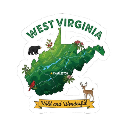 ColorFlow | West Virginia Vinyl Sticker Pack | Wild and Wonderful Art Bear Deer | Waterproof Glossy Matte Holographic