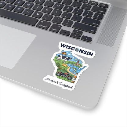 ColorFlow | Wisconsin Vinyl Sticker Pack | Dairyland Cow Cheese Beer Art | Waterproof Glossy Matte Holographic