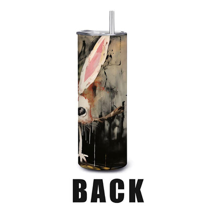 ColorFlow | Doodle Bunny Chaos Tumbler | Funny Bunny Art Cup | 20oz Stainless Steel Travel Mug with Straw | Gift Idea