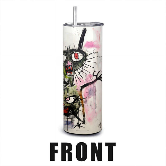 ColorFlow | Cat Chaos Tumbler | Wild Abstract Cat Art Cup | 20oz Stainless Steel Travel Mug with Straw | Gift for Cat Lovers