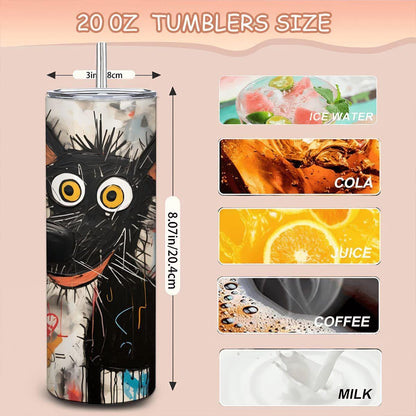 ColorFlow | Doodle Dog Tumbler | Funny Dog Art Cup | 20oz Stainless Steel Travel Mug with Straw | Gift for Dog Lovers
