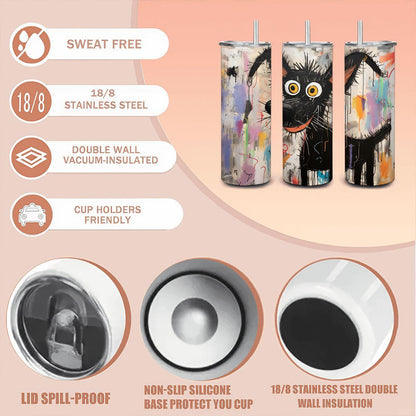 ColorFlow | Doodle Dog Tumbler | Funny Dog Art Cup | 20oz Stainless Steel Travel Mug with Straw | Gift for Dog Lovers