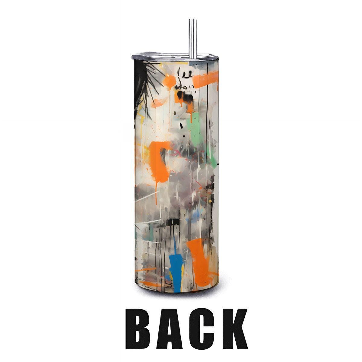 ColorFlow | Playful Doodle Rabbit Art Tumbler | 20oz Stainless Steel Travel Cup | Funny Bunny Coffee Mug | Creative Art Gift