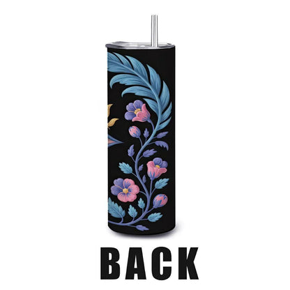 ColorFlow | Mystic Eye Floral Tumbler | 20oz Stainless Steel Cup with Straw | Evil Eye Art Mug | Spiritual Protection Gift