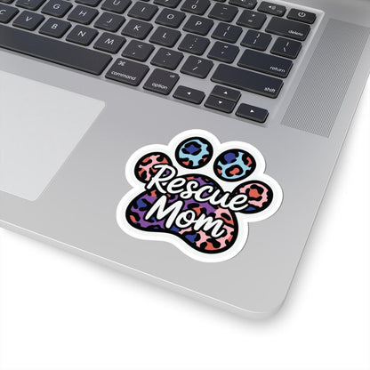 ColorFlow | Rescue Mom Vinyl Sticker | Animal Rescue Paw Art Sticker | Dog Mom Gift | Waterproof Sticker Pack | Premium Decal