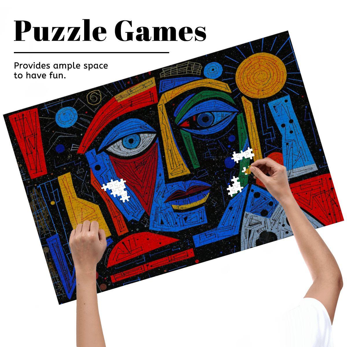 Picasso Inspired Wooden Jigsaw Puzzle - ColorFlow Prism Dreamscape