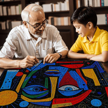 Picasso Inspired Wooden Jigsaw Puzzle - ColorFlow Prism Dreamscape