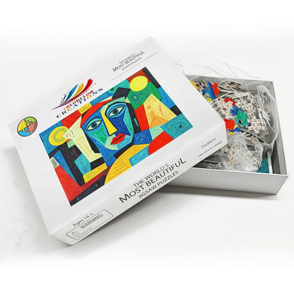 ColorFlow | Sunlit Muse Wooden Puzzle | Picasso Inspired Bright Face Art Jigsaw | Abstract Wood Puzzle for Gifting